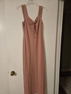 See You Monday Blush Textured Sleeveless Maxi Dress